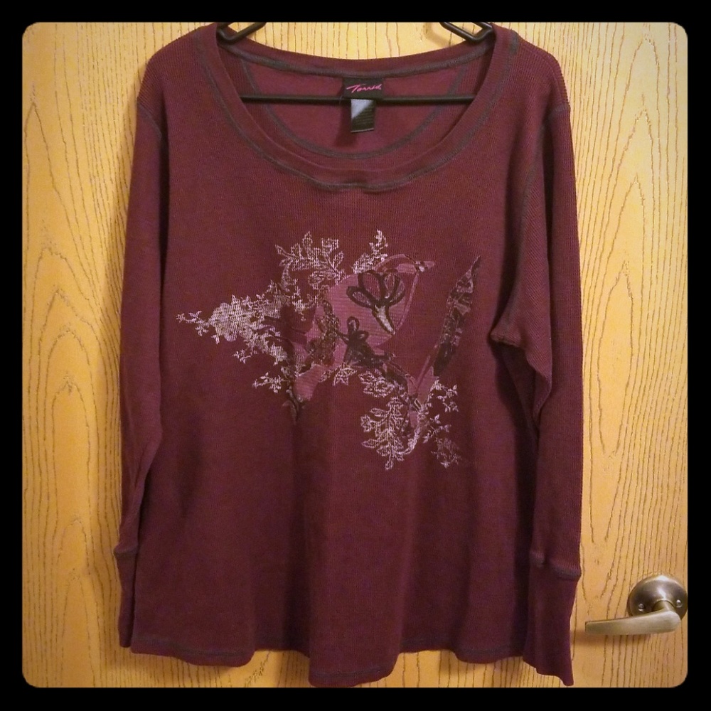 Maroon Long Sleeve Henley Thermal